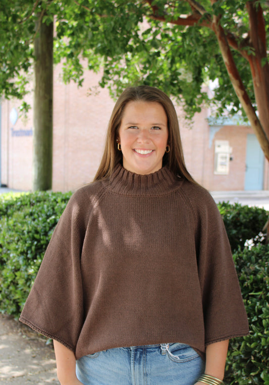 Chocolate Cropped Sleeve Sweater