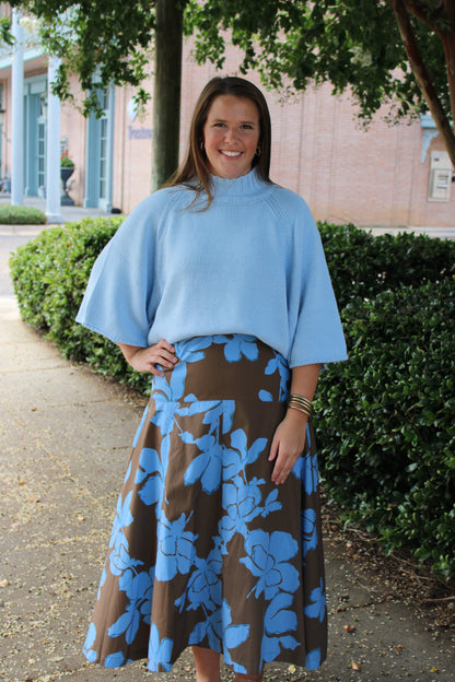 Blue/Mocha Print Skirt