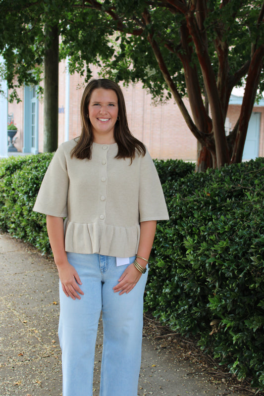 Oatmeal Button Front Sweater