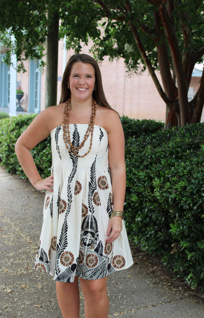 Black Print Strapless Dress