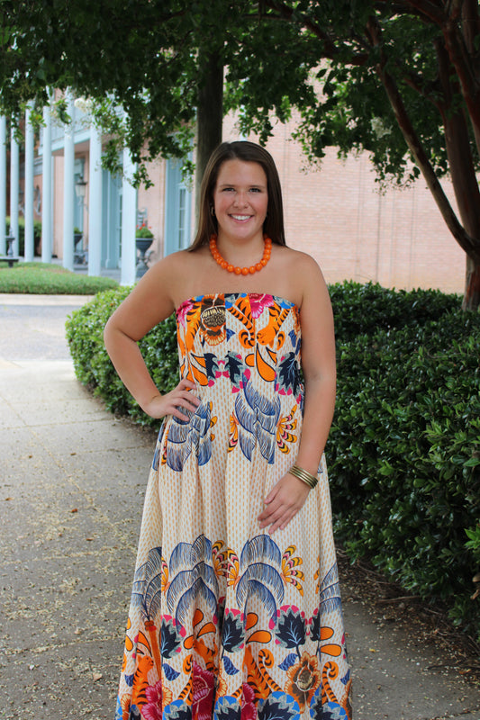Tiger Print Strapless Dress