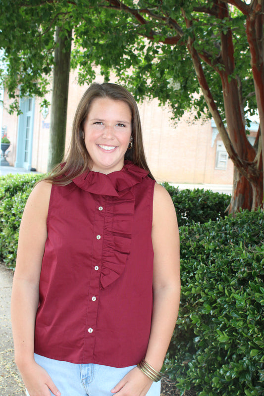 Burgandy Ruffle Top