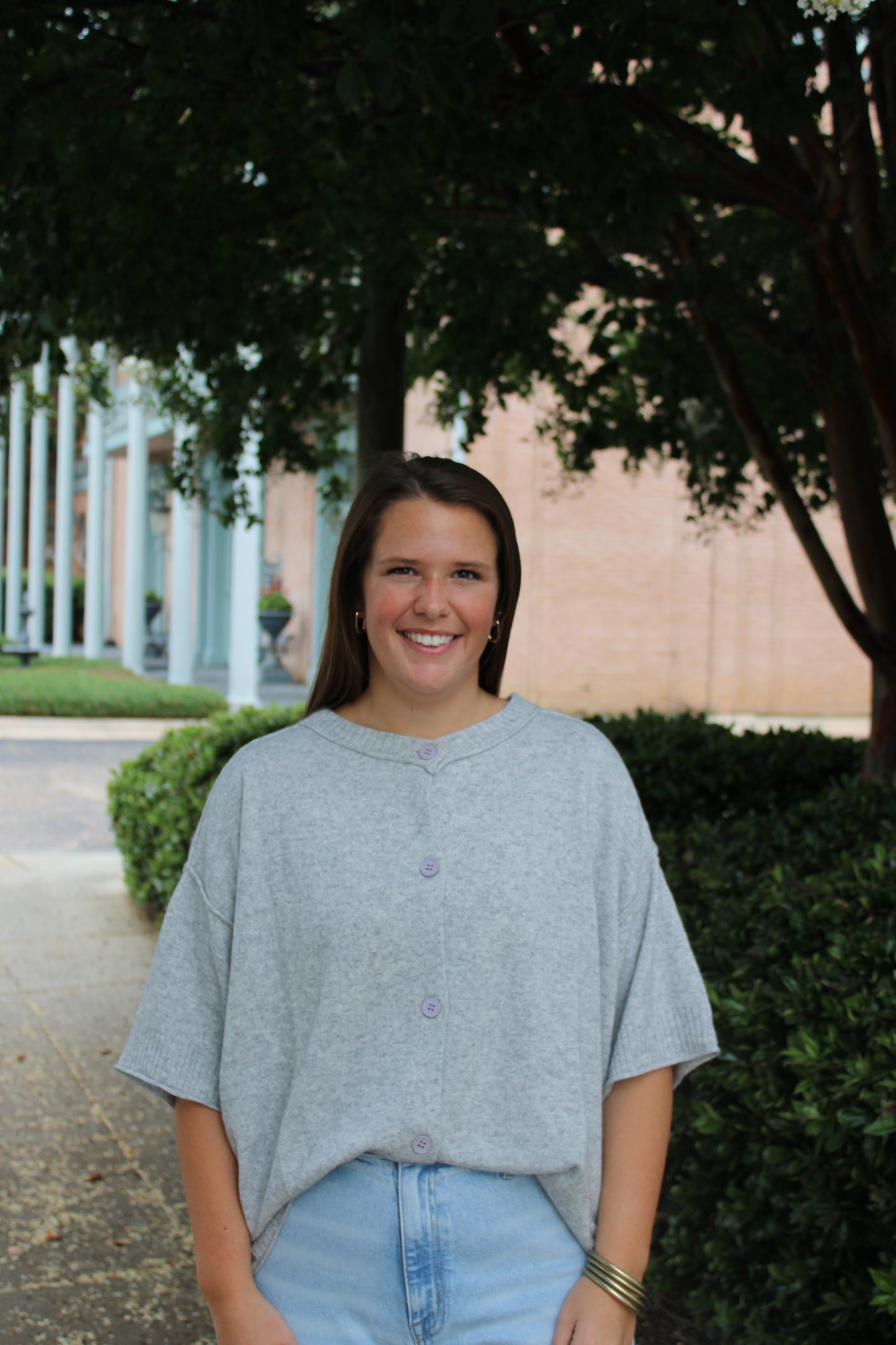 Grey Short Sleeve Cardigan