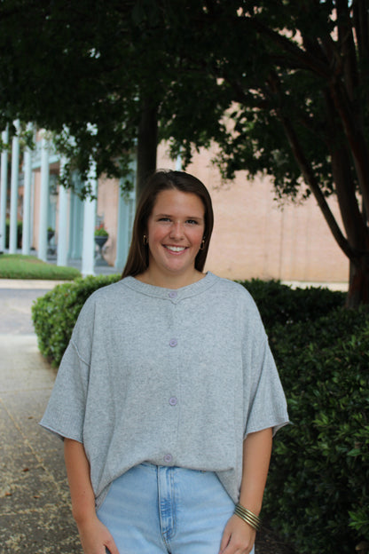 Grey Short Sleeve Cardigan