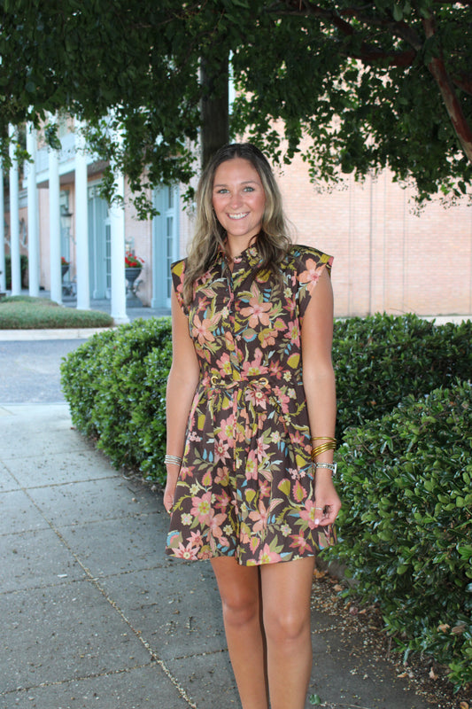 Brown Floral Dress