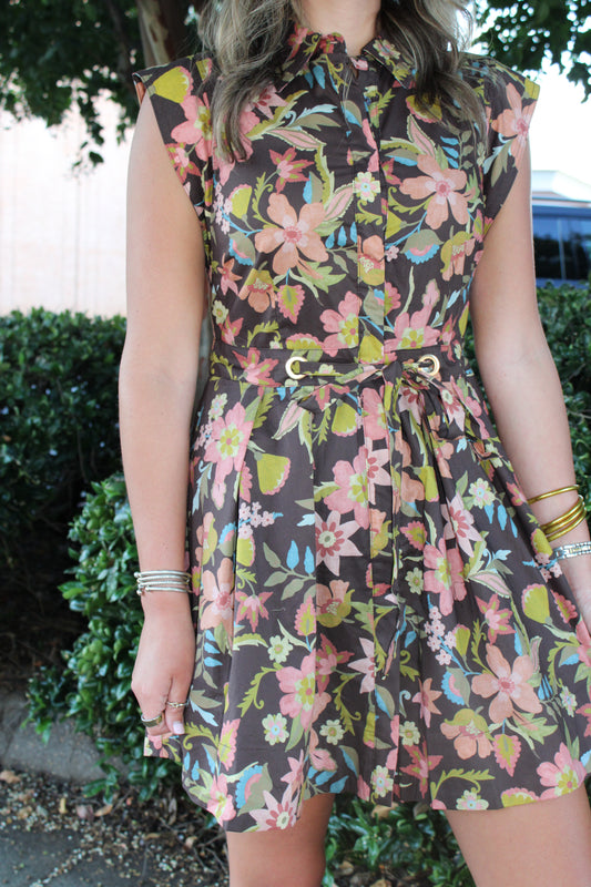 Brown Floral Dress