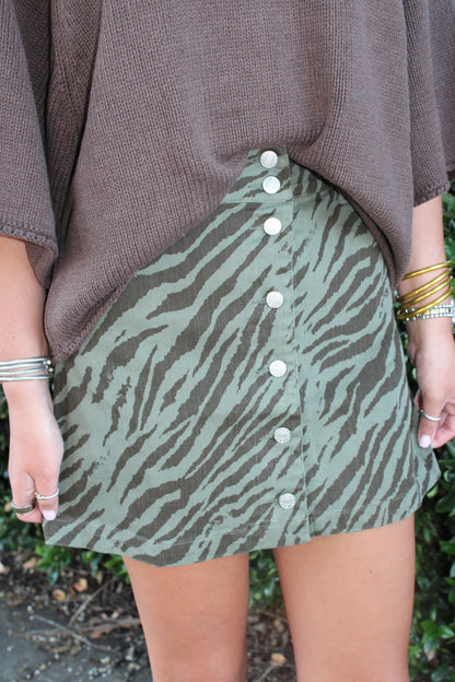 Olive Print Skirt