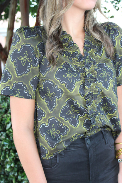Olive Print Top