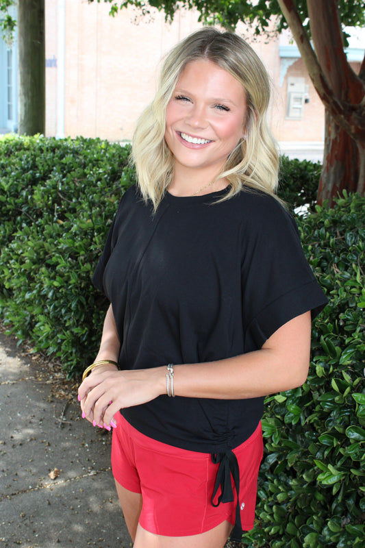 Black Side Scrunch Tee