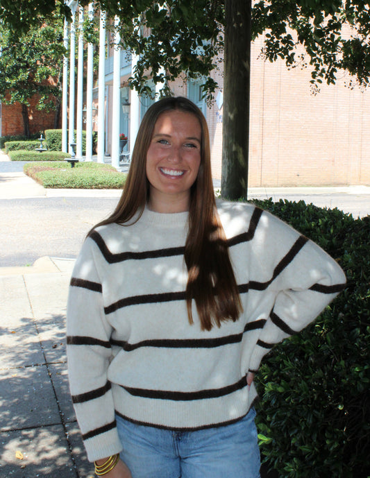 Cream/Brown Stripe Sweater