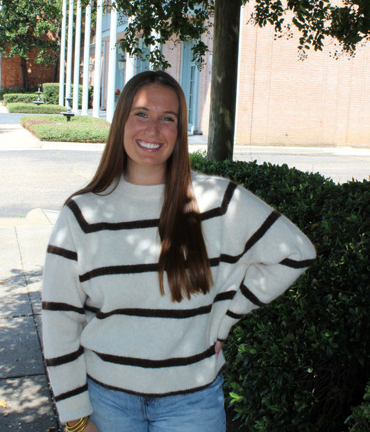 Cream/Brown Stripe Sweater