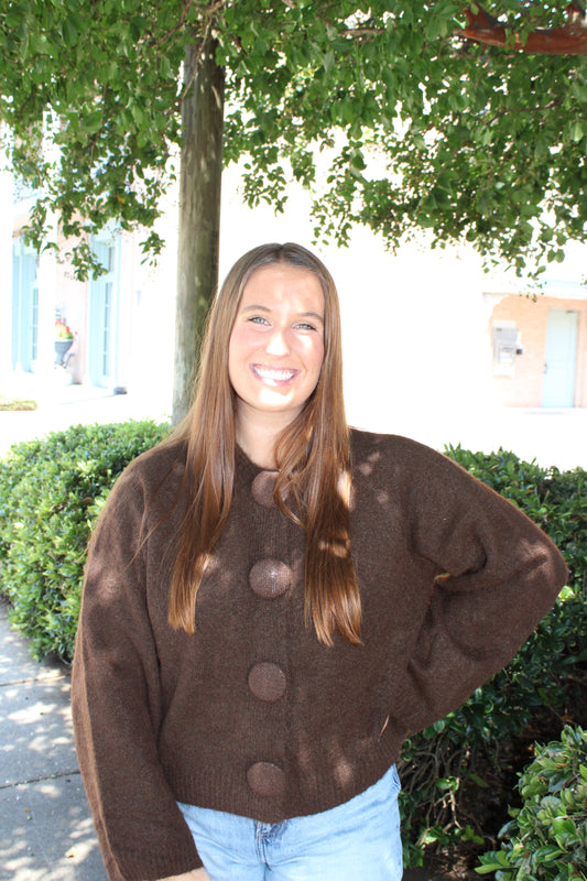 Brown Big Button Cardigan