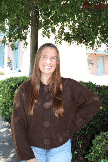 Brown Big Button Cardigan