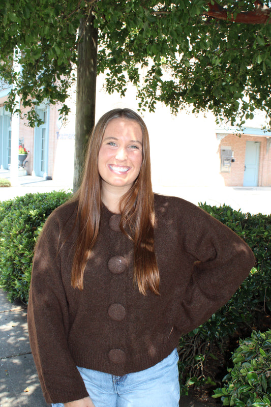 Brown Big Button Cardigan