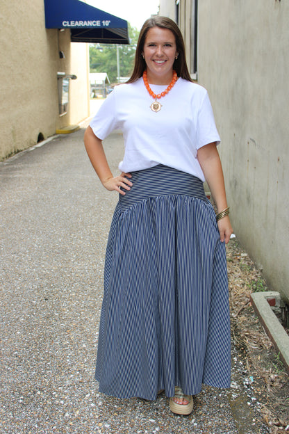 Blue Stripe Maxi Skirt