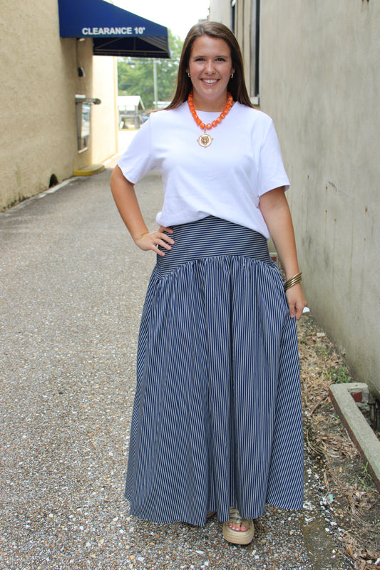 Blue Stripe Maxi Skirt