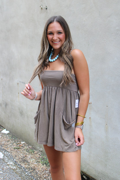 Hot Shot Strappy Romper Pewter