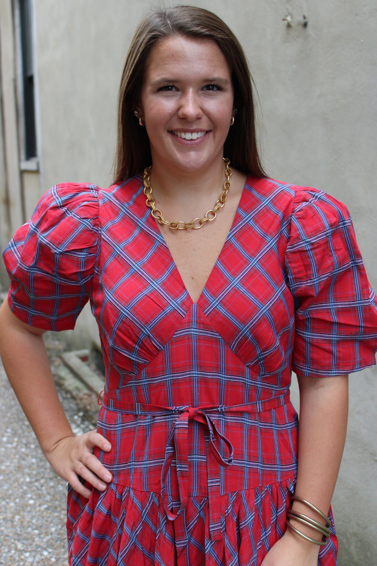 Red Plaid Maxi Dress