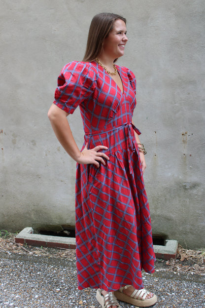 Red Plaid Maxi Dress