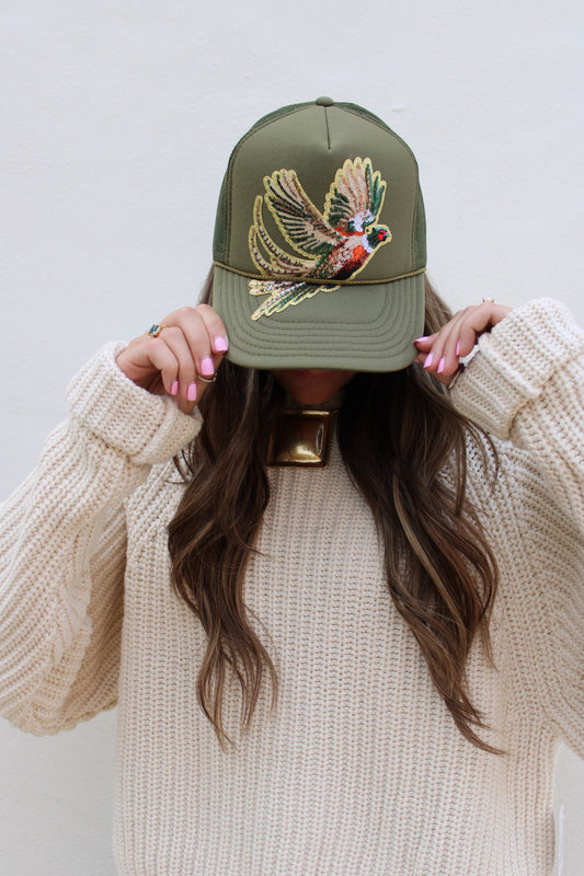 Fly Girl Sequin Pheasant Trucker