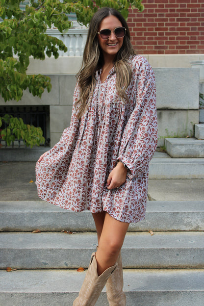 Relaxed Mini Dress - Rouge Floral