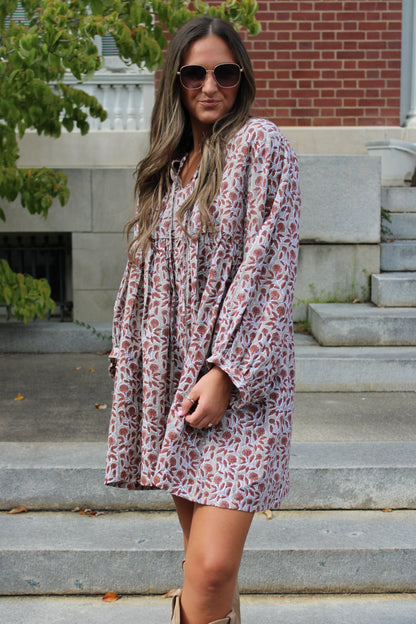 Relaxed Mini Dress - Rouge Floral