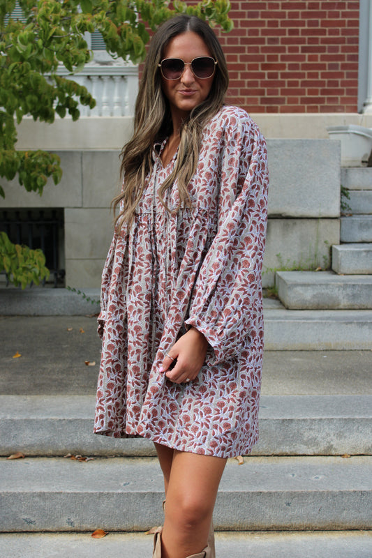 Relaxed Mini Dress - Rouge Floral