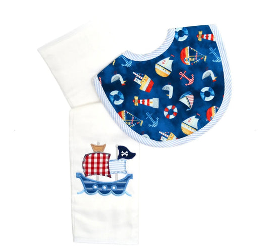 Pirate Bib and Burp Set