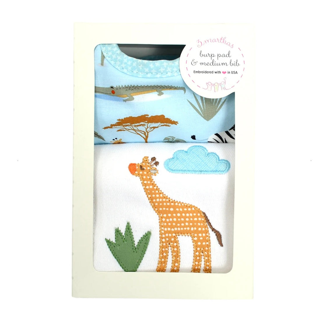 Giraffe Bib and Burp Cloth Set