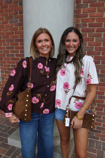 Cream Floral Button up Top