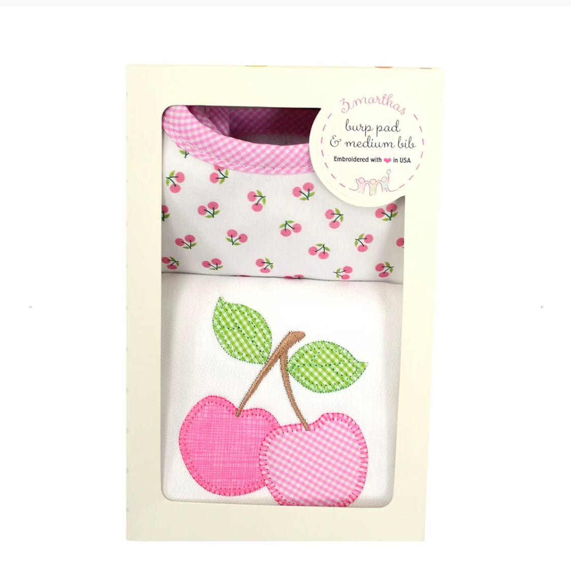 Cherries Bib/Burp Set