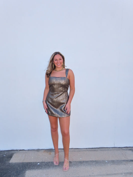 Well Romper in Party Jacquard Gold