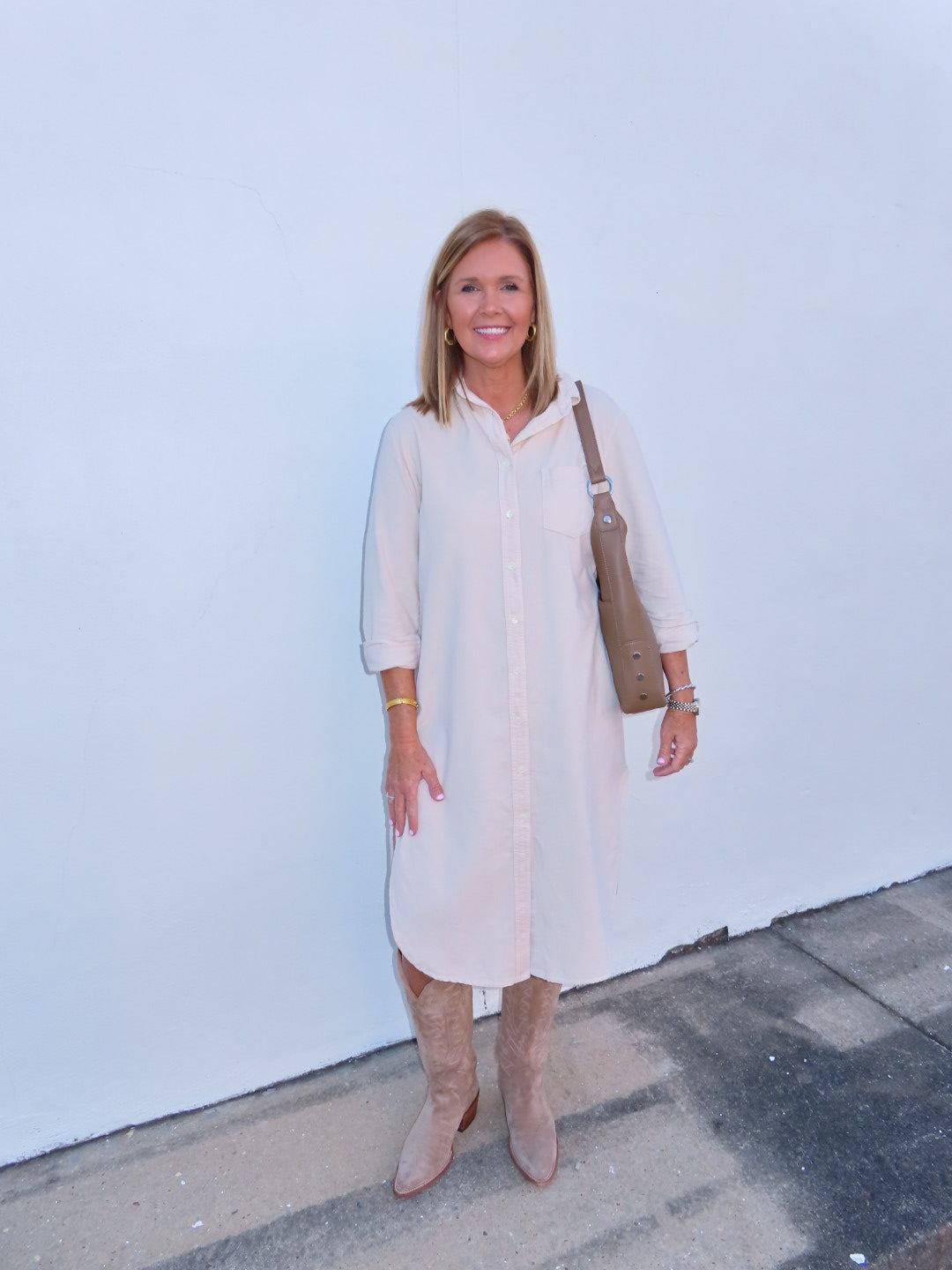 Stark X Shirt Dress Pearl Corduroy