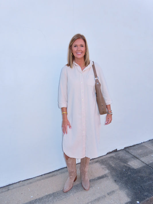 Stark X Shirt Dress Pearl Corduroy