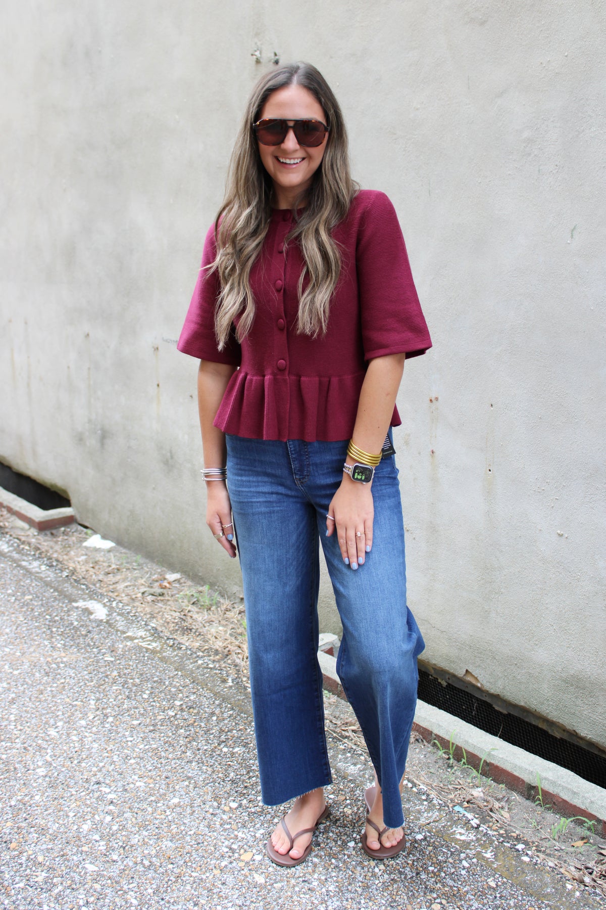 Burgandy Button Front Sweater