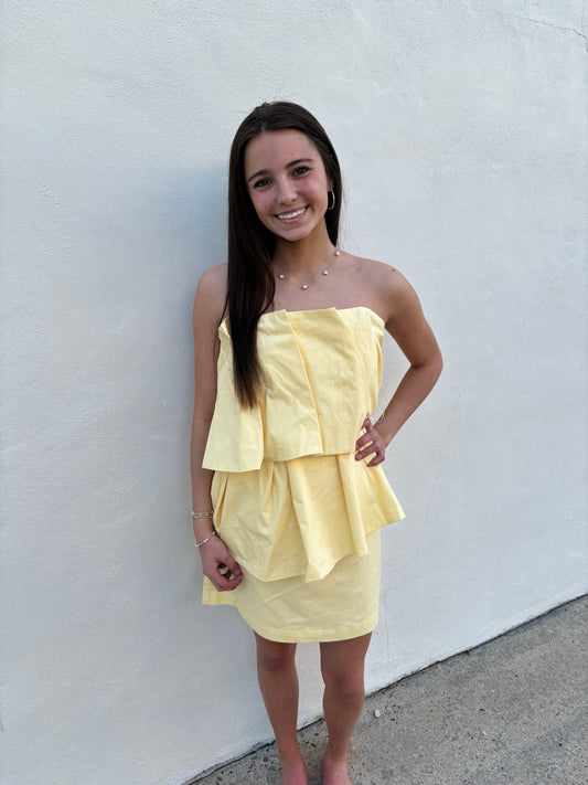 ORIGAMI CORSET BODICE STRAPLESS MINI DRESS