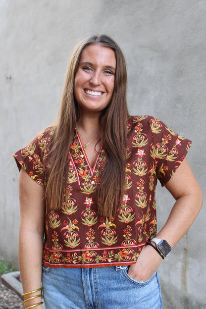 Brown Floral Top
