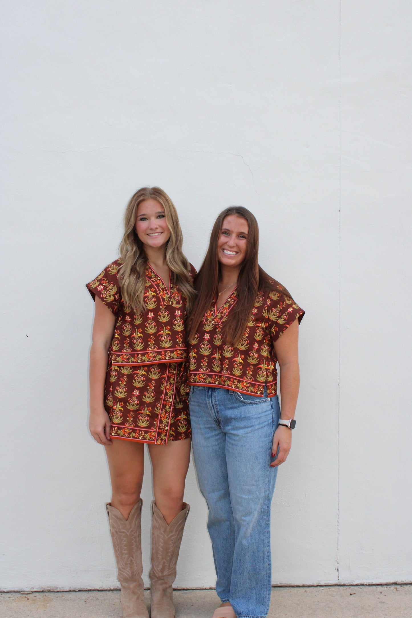 Brown Floral Skort