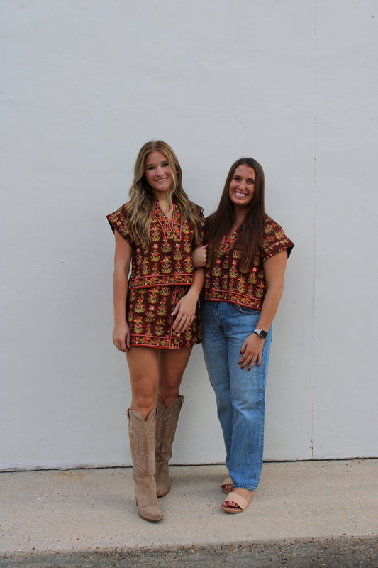 Brown Floral Top