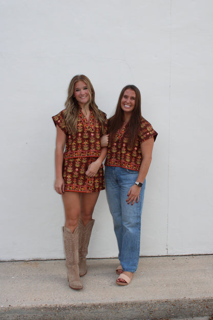 Brown Floral Skort