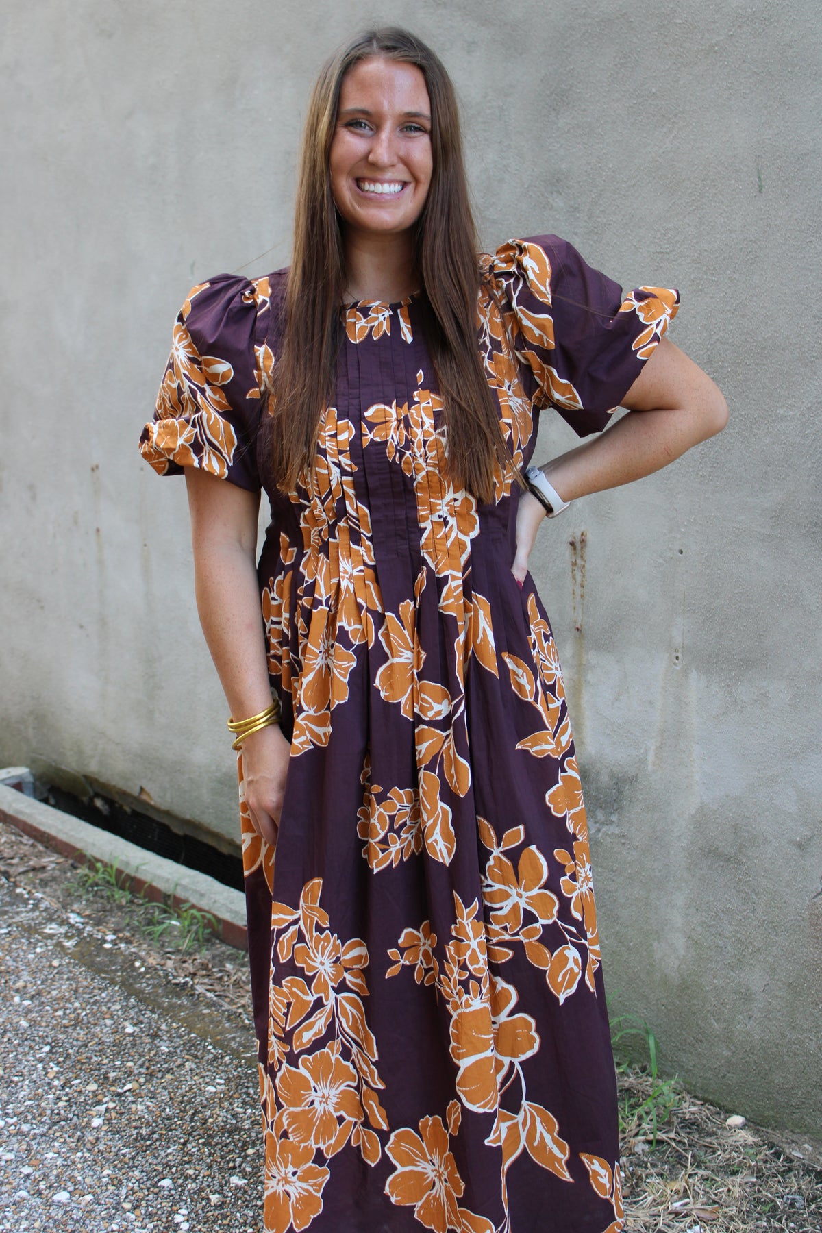 Brown Floral Dress