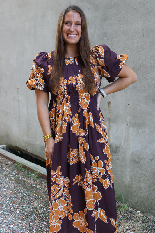 Brown Floral Dress