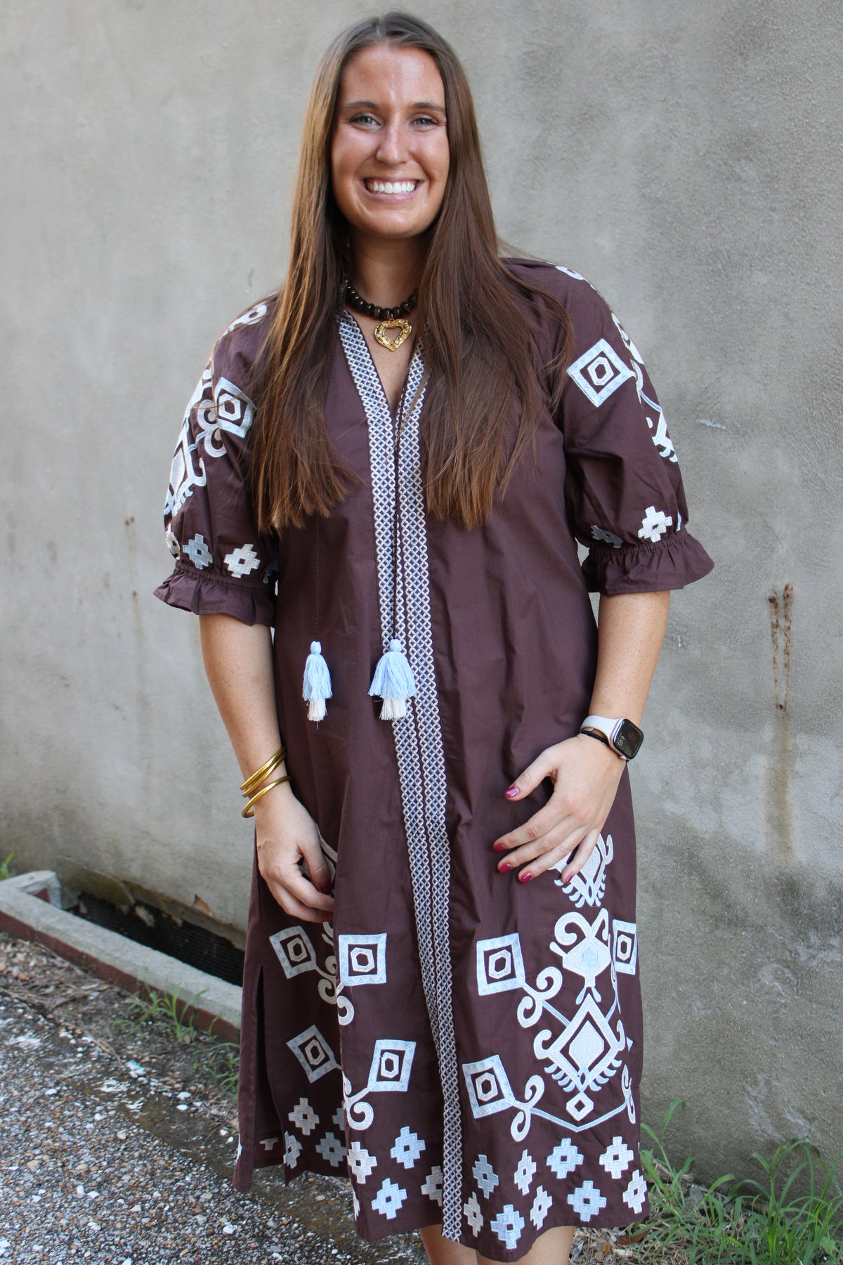 Rosie Dress Brown/Blue Aztec