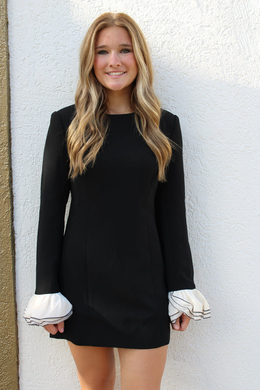 Black Mini Dress with Sleeve Detail