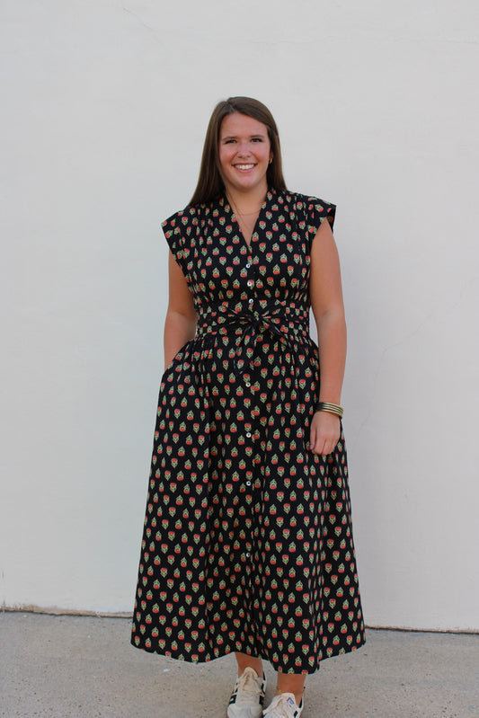 Black Dress with Flower Print