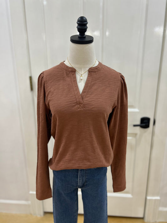 Lilla P Shirred Long Sleeve Clove