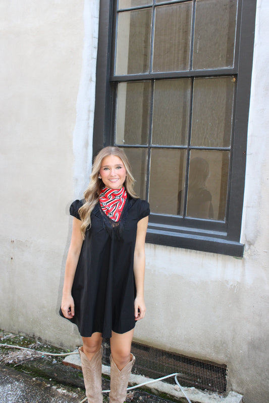 Black U Neck Swing Dress