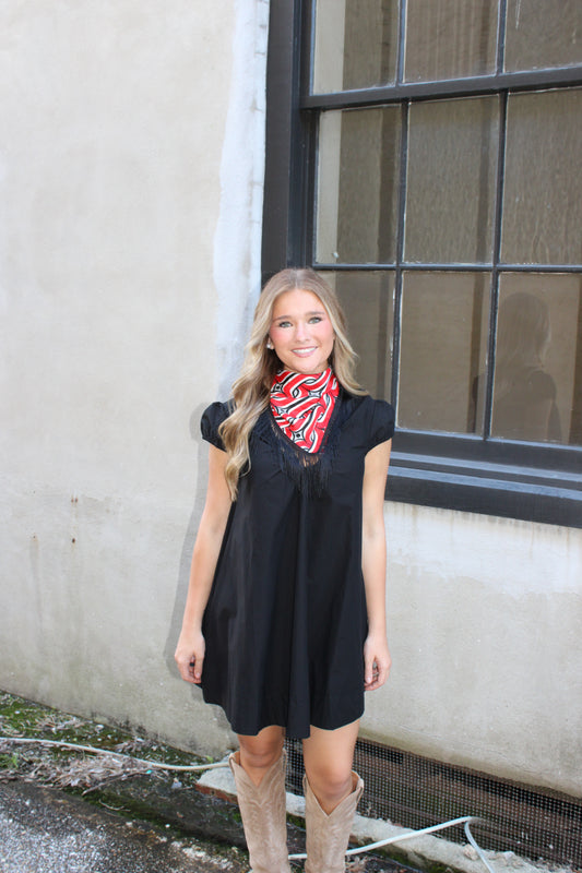 Black U Neck Swing Dress