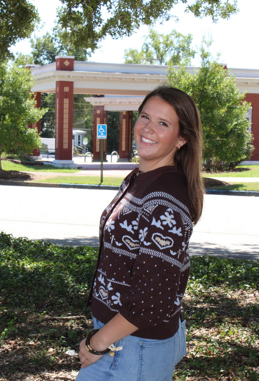 Chocolate/Sky Pattern Cardigan