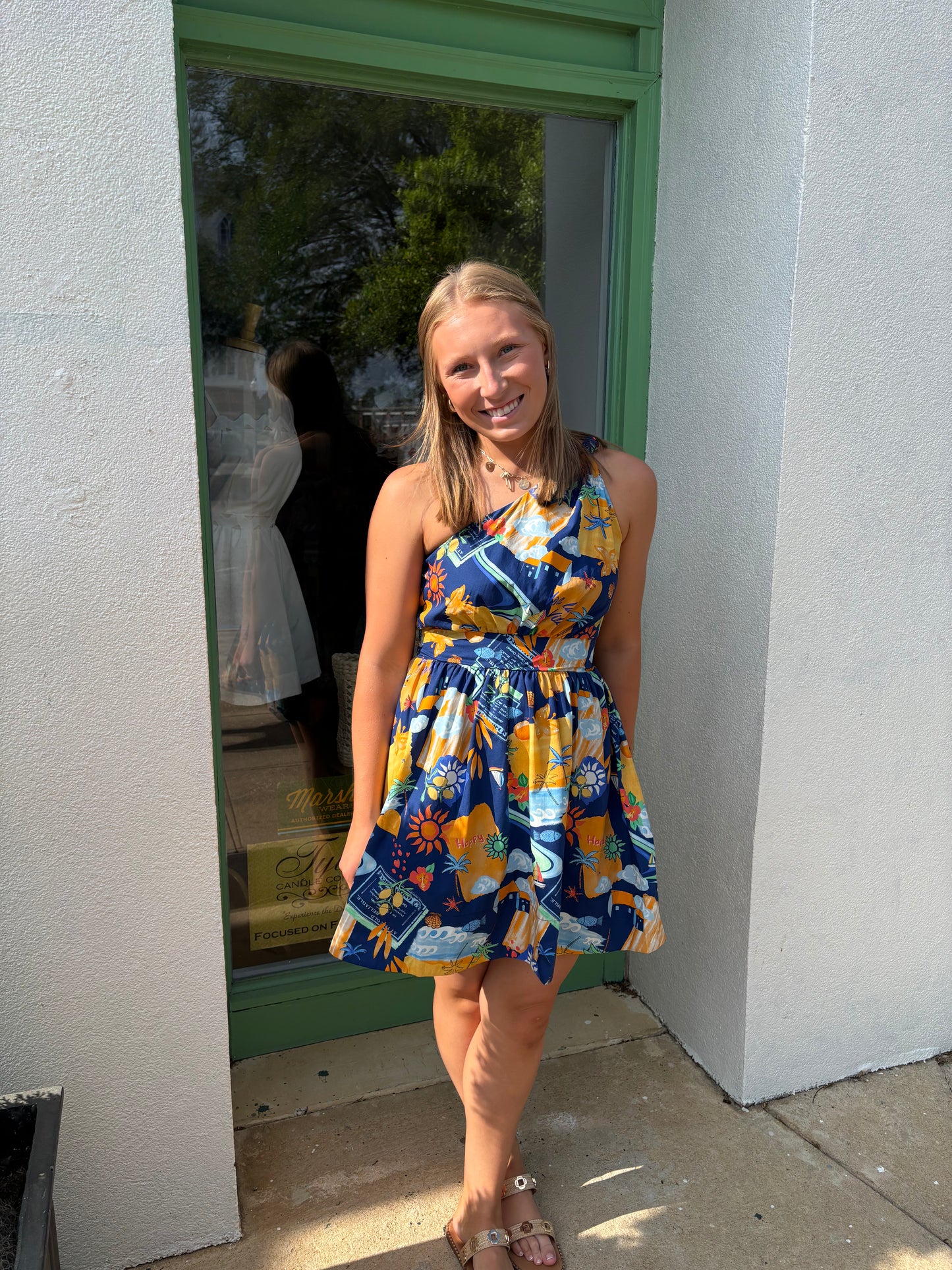 Mediterranean Escape One Shoulder Dress
